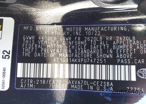 2023 Toyota Camry Se z USA, uszkodzony, nr VIN 4T1G11AKXPU747251